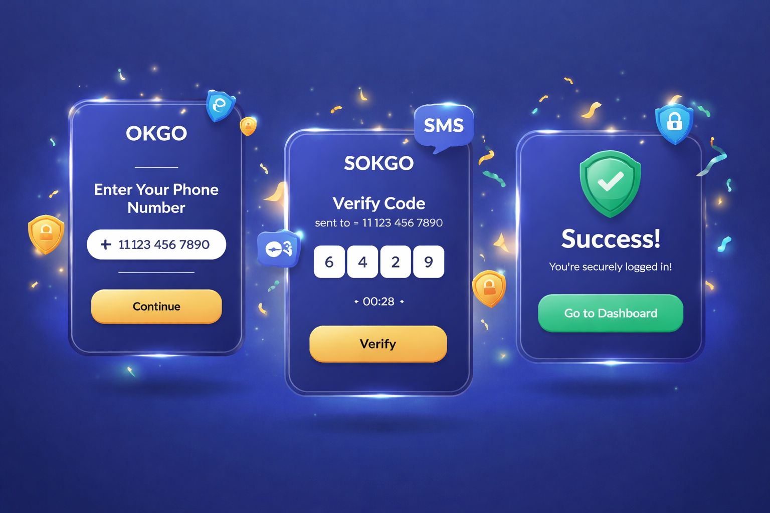 OKGO ফোন যাচাই এবং অ্যাকাউন্ট অ্যাক্সেস ধাপ